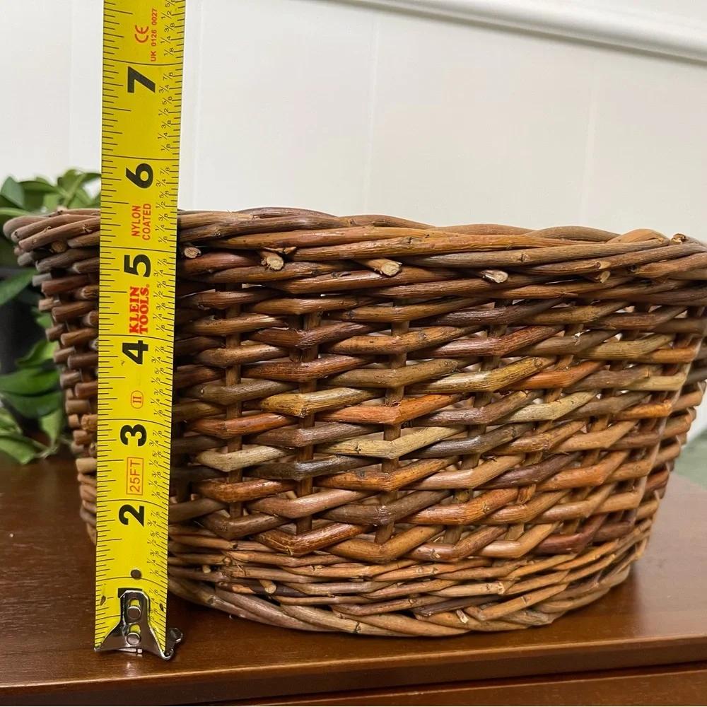 Vintage Rustic Brown Woven Sturdy Plant /‎ Fruit Basket storage Boho Granny
